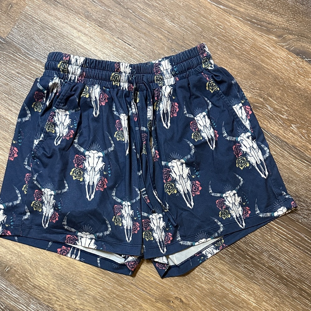Women’s Skull Print Shorts - Blue